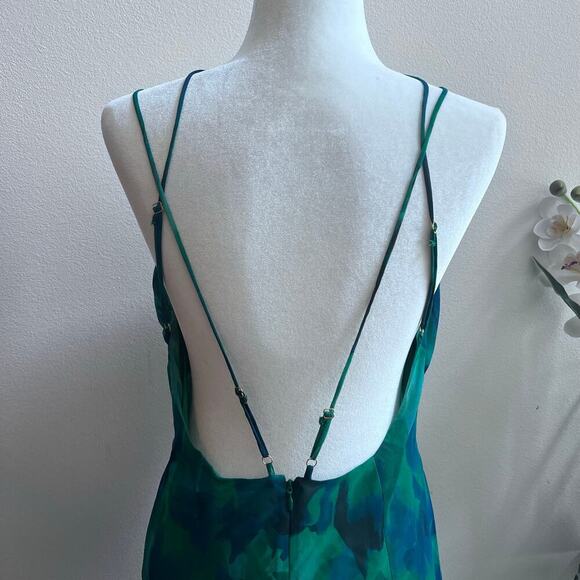 NEW RunAWay Label Calista Slip Midi Low Back Green Dress Women's Size Large - Picture 5 of 10